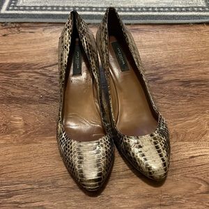 Ann Taylor snakeskin pumps.